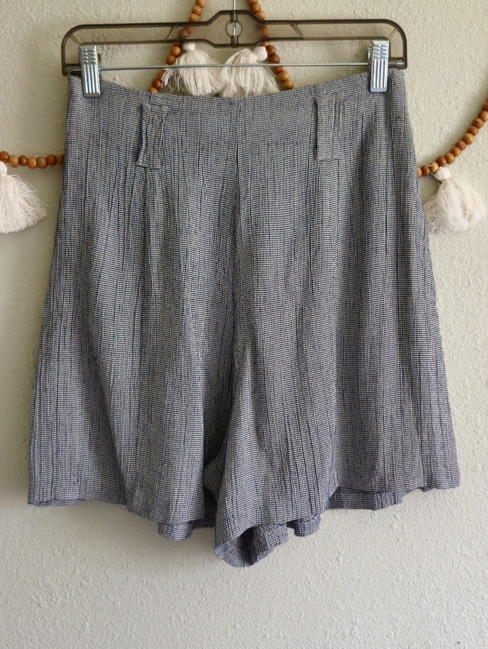 Via Max Vintage Gingham Plaid High Waisted Flowy Shorts